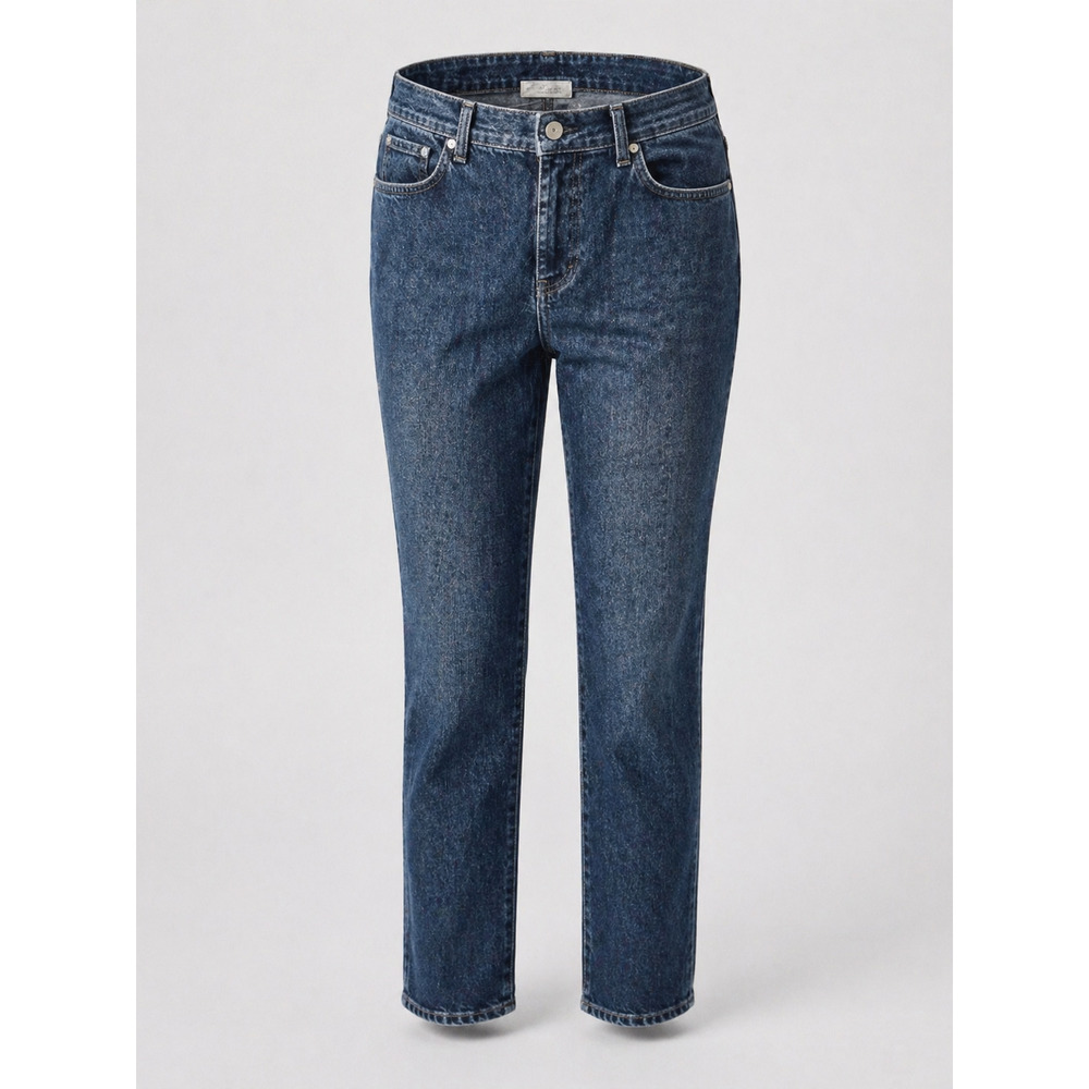 St. John Bay Straight Leg Pants Women Cotton Blend Casual Classic Blue 14P